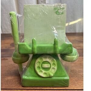 Retro Green Rotary Phone Gift Set - Ceramic Phone, Memo Pad & Pen New Old Stock